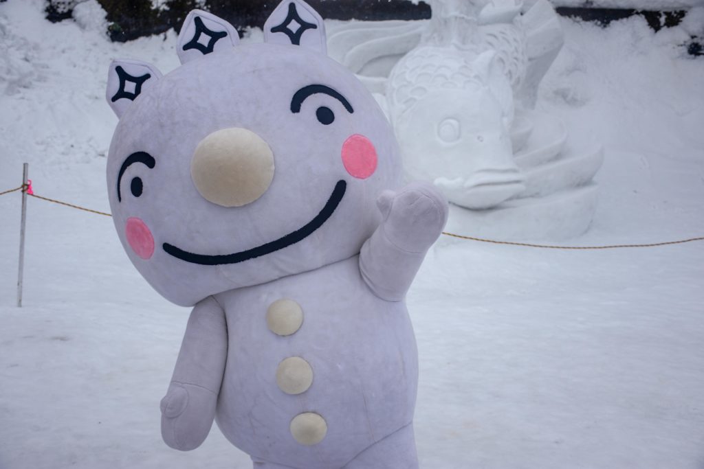 Neige, Tokamachi's mascot, welcomes visitors to the annual Tokamachi Snow Festival. (Feb 2019)