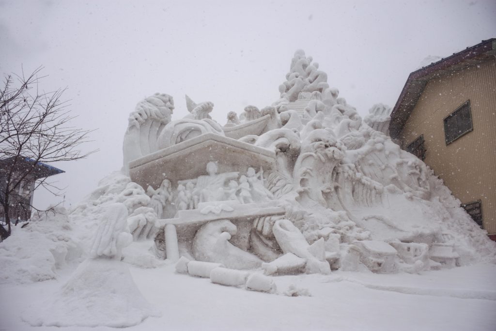 One of the entries for the snow sculpture competition during the Tokamachi Snow Festival. (Feb 2019)